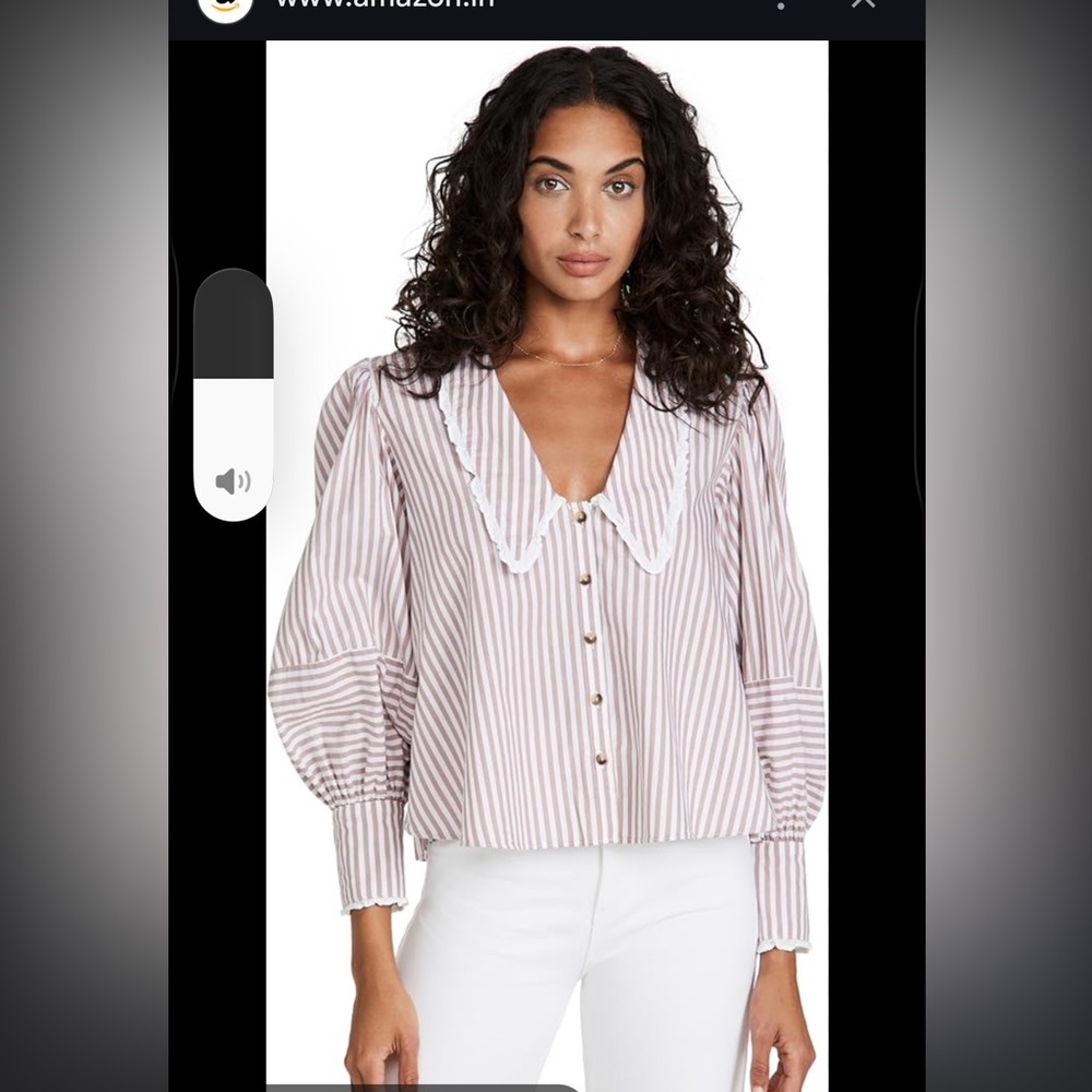 Free People Bexley Cotton Button-up  Striped Blouse size L